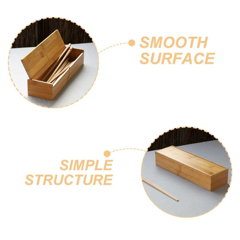 Cabilock Wooden Cutlery Box with Lid, Kitchen Chopsticks Box Utensils