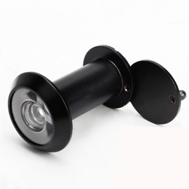 WELLYUK Peep Hole, Solid Brass 220 Degree Door Viewer Peephole with Heavy Duty Rotating Privacy Cover for 1-1/2" to 2-1/3" Doors for Home Office Hotel, Black