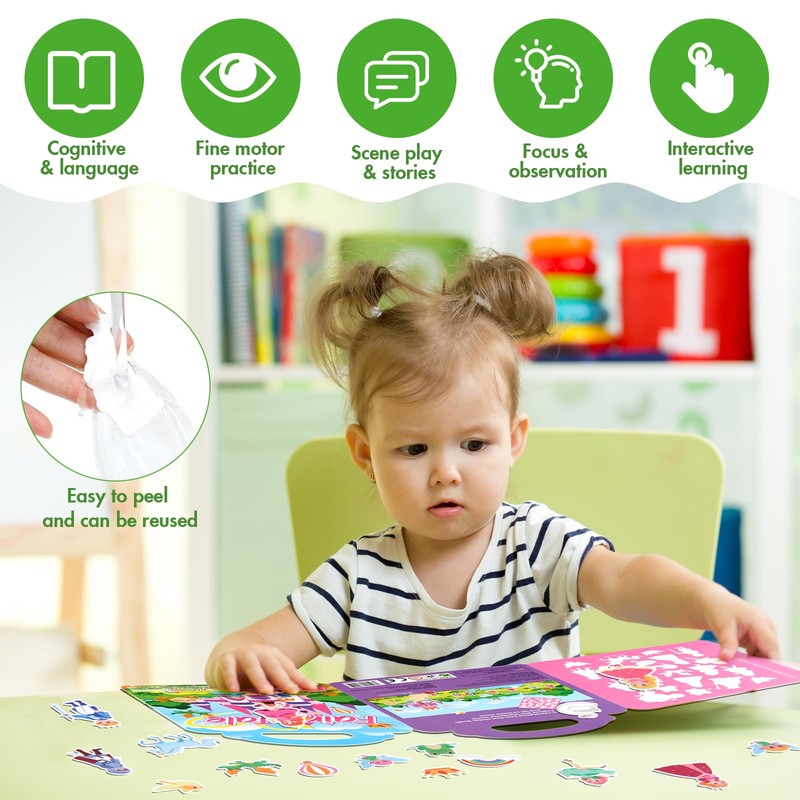 BuyCard 6 Pack Reusable Sticker Book for 2 3 4