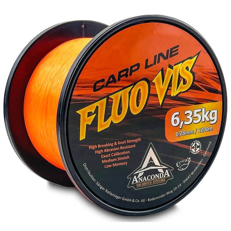 Saenger Unisex - Adult Anaconda Fluovis Orange Carp Line 1,200m/0.28mm
