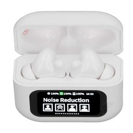 Headphones, Noise Cancelling Earbuds in Ear Earphones with Touch Screen Charging Case, HiFi Stereo Ear Buds for Workout Running (White)