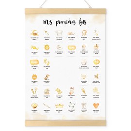 French Poster "My First Time" for Stamping 30 x 40 cm Gift for Birth Baby Wall Decoration for Children's Room Bedroom Memory Box Parents Mum