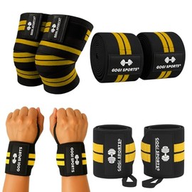 KIT de Rodilleras + Muñequeras de compresión elásticas para entrenamiento, gym, fitness y levantamiento de pesas|Bandas deportivas unisex|Vendas y cor