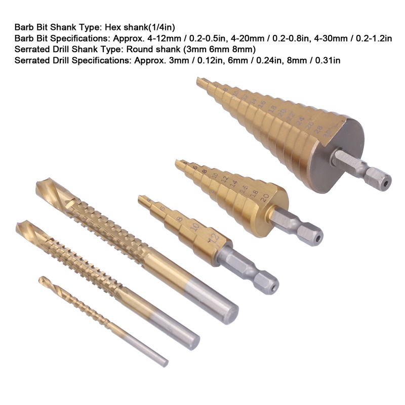 Step Drill Bits Serrated Spiral Bits High Speed Steel Woodworking