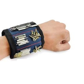 Portable DIY Nylon Wrist Tool, 5-in-1 Magnetic Multifunctional Wristband – Ideal Assistant for Woodworkers, Electricians, Builder, Masons, and Mechanics (Blue)