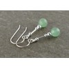 Pale Green Aventurine Gemstone & Sterling Silver Hook Drop Earrings