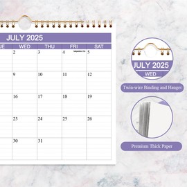 Calendar 2025-2026 - Wall Calendar 2025-2026 Runs from April 2025 - June 2026, 15 Months Calendar with Thick Paper for Planning and Organizing at Home or Office, 8.5 x 11 in, Purple