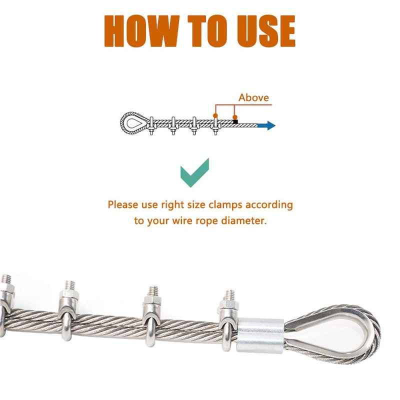 ISPINNER 25pcs Stainless Steel Wire Rope Cable Clip Clamp Assortment