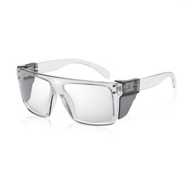 BEASVFE Photochromic Anti Bluelight UV400 Auto-Darkening Clear to Smoke Lens Transitional ANSI Z87.1 Safety SunglassesGlasses (Clear (Grey Shield))