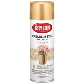 Krylon K01085A Premium Metallic Gloss Spray Paint Resembles Actual Plating, 18 Kt. Gold, 6 oz.