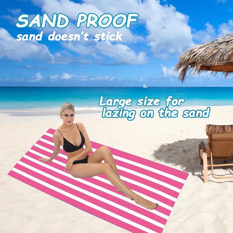 BonGu Beach Towel Oversized Stripe 180x90cm, Quick Dry Sand Free