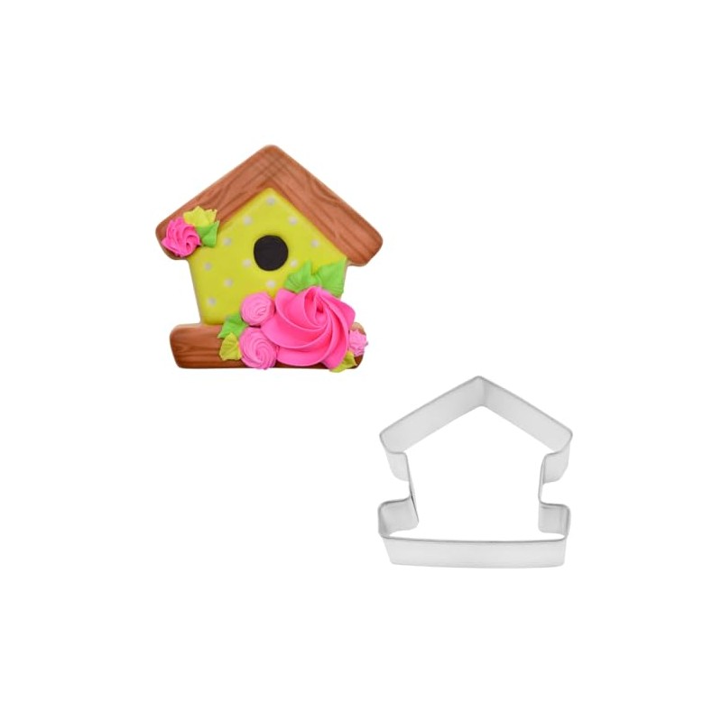 R&M Birdhouse 4" Tinplated Cookie Cutter, Silver
