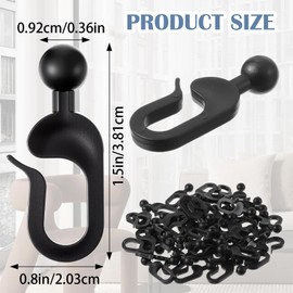 Andibro 50Pack Plastic Gazebo Curtain Hooks for Track, Black Plastic Mosquito Netting Curtain Track Hooks Gazebo Curtain Hooks for Outdoor Canopy Hotel Home