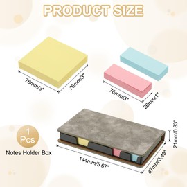 PATIKIL Leather Sticky Notes Holder, Post Notes Holder Storage Box Desktop Mini Case Business Card Holder Memo Pad Organizer for Desk Home Office Books Notebook, Gray