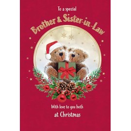 Piccadilly Greetings Christmas Card, Couple Brother & Sister In Law, 2 Teddies - 9 x 6 inches