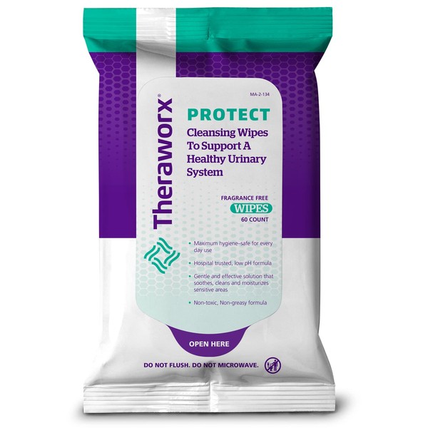 THERAWORX PROTECT 60-Count Wipes for Daily Urinary Health and Hygiene Care