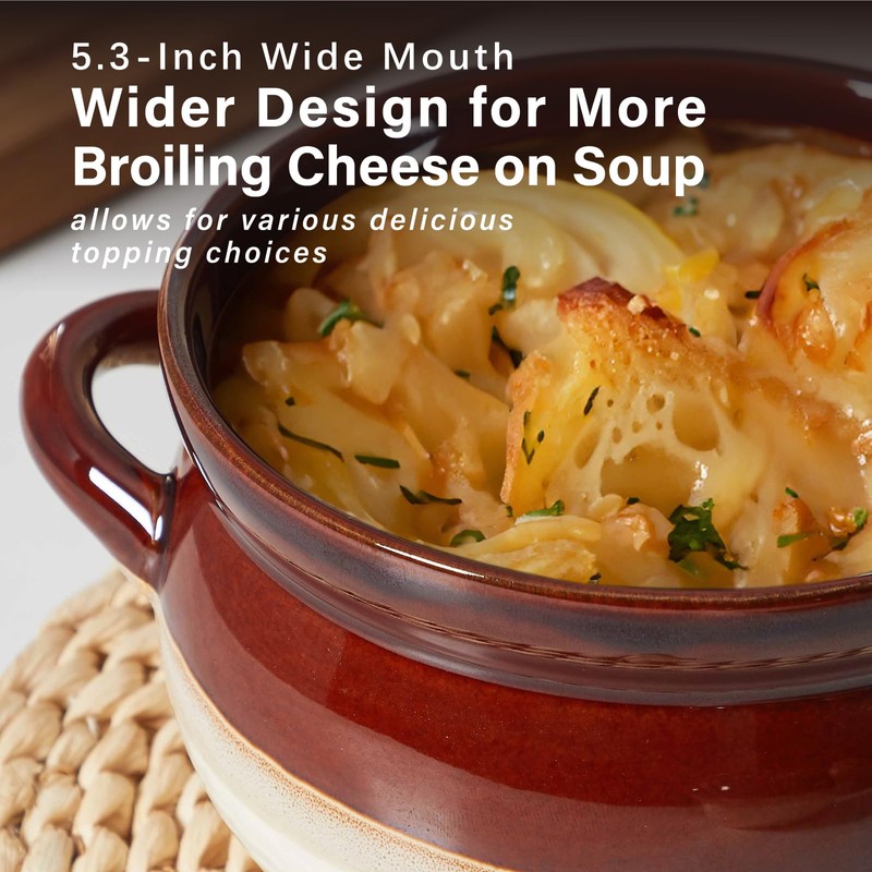 ONEMORE French Onion Soup Bowls, Oven Safe Soup Crocks with