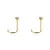 DENI 2 x Gold Plated Silver Nose Studs with 2mm