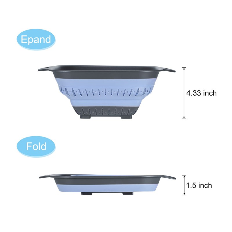 sourcing map Collapsible Colander Set 2pcs, 3-Quart Square Collapsible Strainers