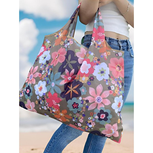 Floral Pattern Tote Bag, Summer 2024 Large Capacity All Over