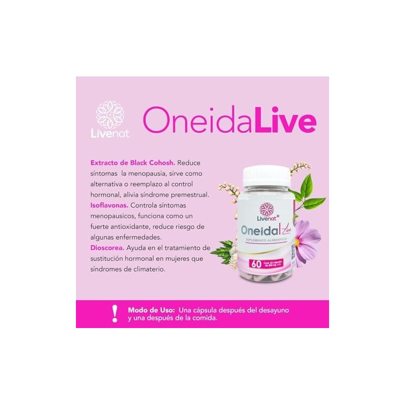Livenat Oneida Live Capsula Hormonal Mujer Capsulas Dias Ingredientes Naturales