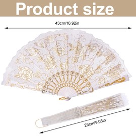 1 Packung weißer Faltfächer aus Spitze, tragbarer Handfächer für Damen, chinesischer Hochzeitsfächer, geeignet für die DIY-Dekoration von Hochzeits- und Kommunionsfeiern