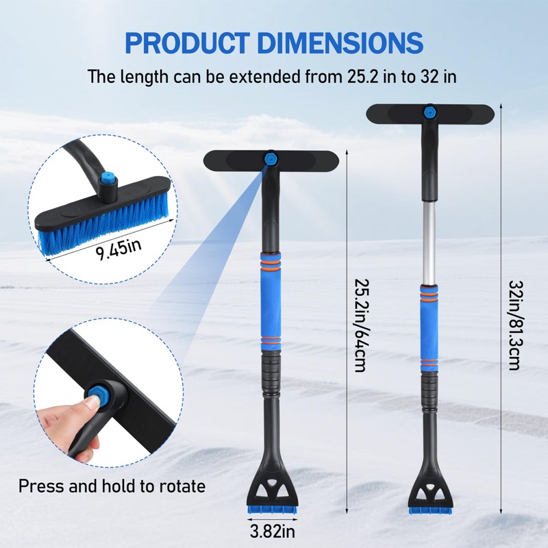 DIFFWELY 32'' Snow Brush and Ice Scraper for Car Windshield,