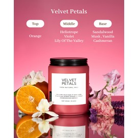 M&SENSE Velvet Petals Large Soy Candles for Home Scented, Sandalwood Floral Organic Natural Soy Wax Candle 19.4oz 110 Hour Long Lasting, Luxury Flower Fragrance Highly Scented Candle Gifts for Women