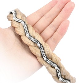 DIGUAN Wide Braid with Teeth Synthetic Hair Braided Headband Hairpiece for Women (Honey Blonde-1 inch, Wide)