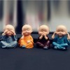 LHKJ 4Pcs Cute Little Monks Figurine Statue Decor Gift, Wealth