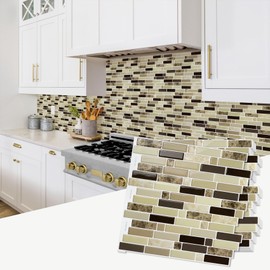 Vamos Tile 12" x 12" Peel and Stick Self Adhesive Kitchen Backsplash, Stick On Tile Backsplash for Kitchen & Bathroom(10 Sheets)