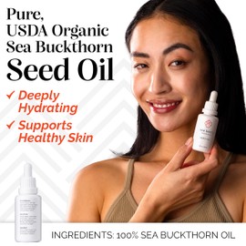 sibu Premium Himalayan Sea Buckthorn Seed Oil, USDA Organic (30ml) – Amazing for Sensitive Skin, Breakouts, & Irritation