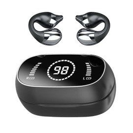 Open Ear Earbuds | Clip On Wireless Earbuds | Long-Lasting Secure Fit, True Wireless Earphones with Charging Case, Sweatproof, Waterproof Headset, Comfortable, Lightweight for Commuting