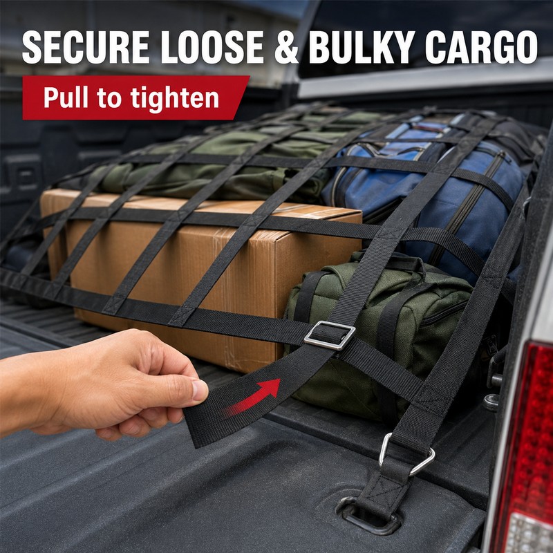 50 x 41.7-Inch Heavy-Duty Webbing Cargo Net with 4 Adjustable