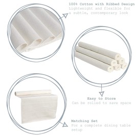 Nicola Spring Ribbed Cotton Washable Dining Table Runner - 183 x 48cm - Cream
