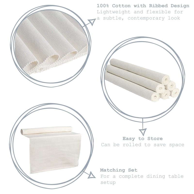 Nicola Spring Ribbed Cotton Washable Dining Table Runner - 183