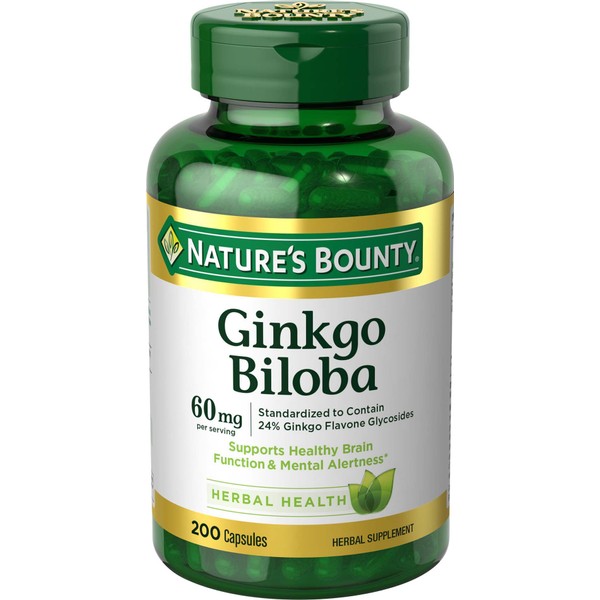Nature's Bounty Ginkgo Biloba, Supports Healthy Brain Function, Herbal Supplement,