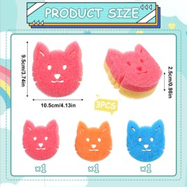 3 Pcs Dual Sided Scrub Sponge Multi Functional Cute Temperature Sensitive Non Scratch Dish Sponge Premium Cleaning Sponges for Washing Dishes Kitchen Bathroom