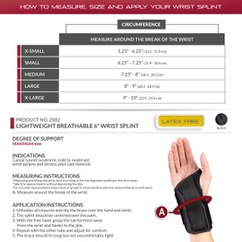 OTC Wrist Splint, Petite or Youth Size Support Brace, X-Large, 6 Inch (Right Hand)