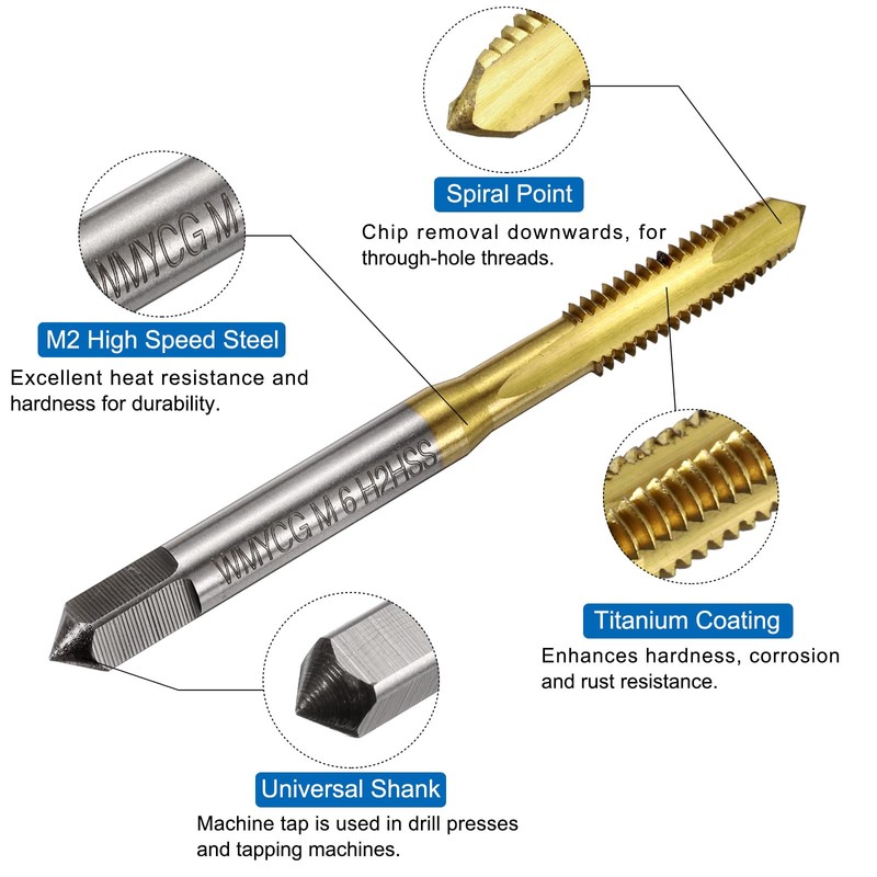 sourcing map Metric Tap & Drill Bit Set, 2pcs M6