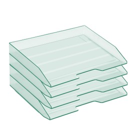 Acrimet Stackable Letter Tray 4 Tier Side Load Plastic Desktop File Organizer (Clear Green Color)