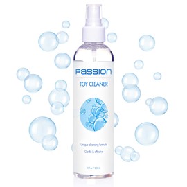 Passion Lubes Toy Cleaner 8oz, Mild and Effective Spray Solution Compatible with Common Toy Materials - Unscented Formula, Clear