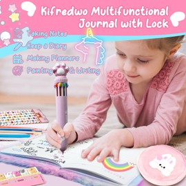 Diary with Lock for Girls, Cute Diary for Girls Ages 8-12, Princess Diaries with Journal Notebook, Coin Purse, Multicolored Pen, Stickers, Sticky Note, 6 7 8 Year Old Girl Easter Birthday Gifts (Fox)