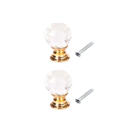 Lansonee 2 Pcs Crystal Door Knobs,Drawer Carbinet Door Handle Puller with Screws for Home Kitchen Office Drawer Cupboard ClosetGold-20mm