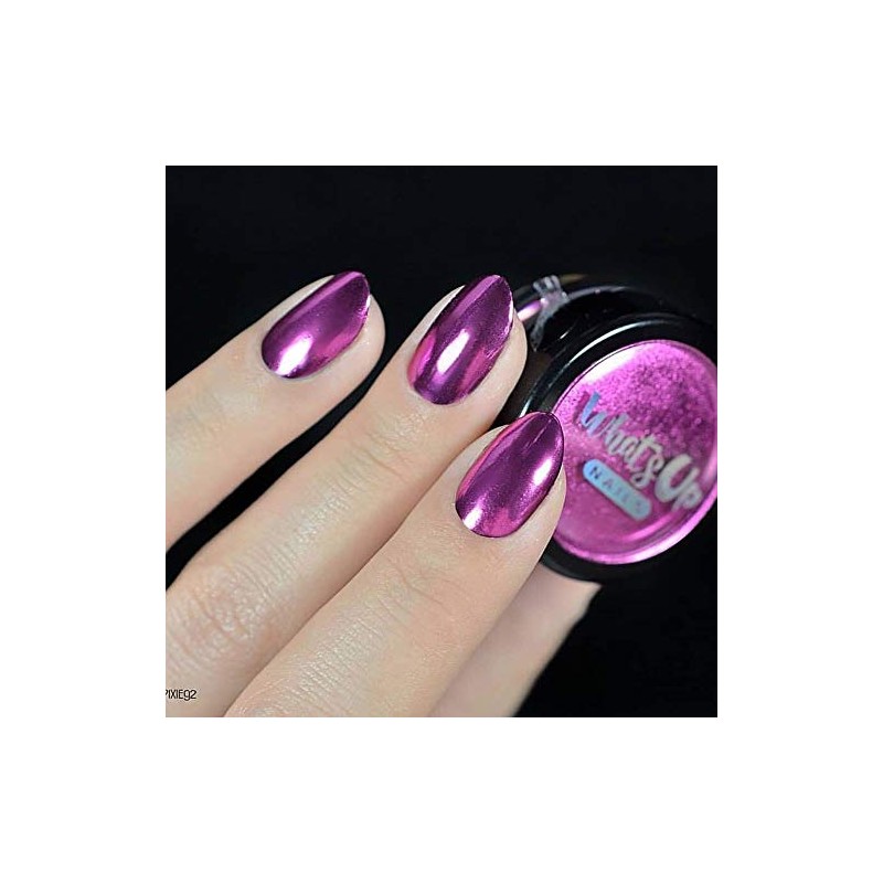 Whats Up Nails - Polvo de cromo fucsia para uñas