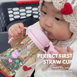 GROSMIMI x KNOTTED Flip Top Spill Proof Sippy Cup, PPSU, BPA Free, Stage 2 Straw for Toddlers (Sugar bear 10oz)