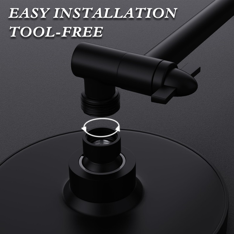 CENOSA Shower Head High Pressure Rain 6 Inch Round Black