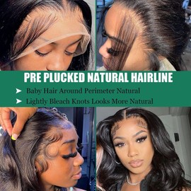Douyin Body Wave Lace Front Wigs Human Hair Pre Plucked 22 Inch 180% Density 13x4 HD Lace Front Wigs For Women Glueless Transparent Human Hair Wig Natural Black Color