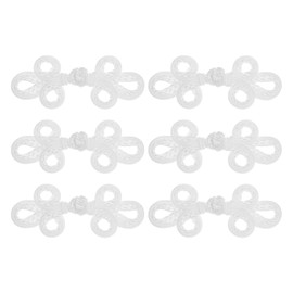 MECCANIXITY 6 Pairs Chinese Knots Frog Buttons Closure White Sewing Buttons Fasteners for DIY Sewing Coats Cloak Sweater Bridal Costume Outfit