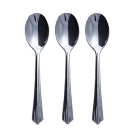 TABLECLOTHSFACTORY 144 Pieces - Silver Plastic 5.5" Coffee Spoon - Sorrentine Collection